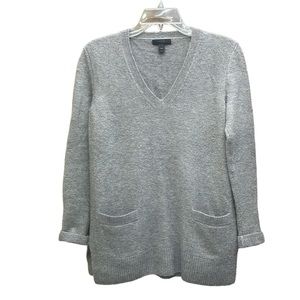 Alpaca & Merino Wool J Crew V Neck Long Sleeve Sweater W/ Pockets Oversized XXS